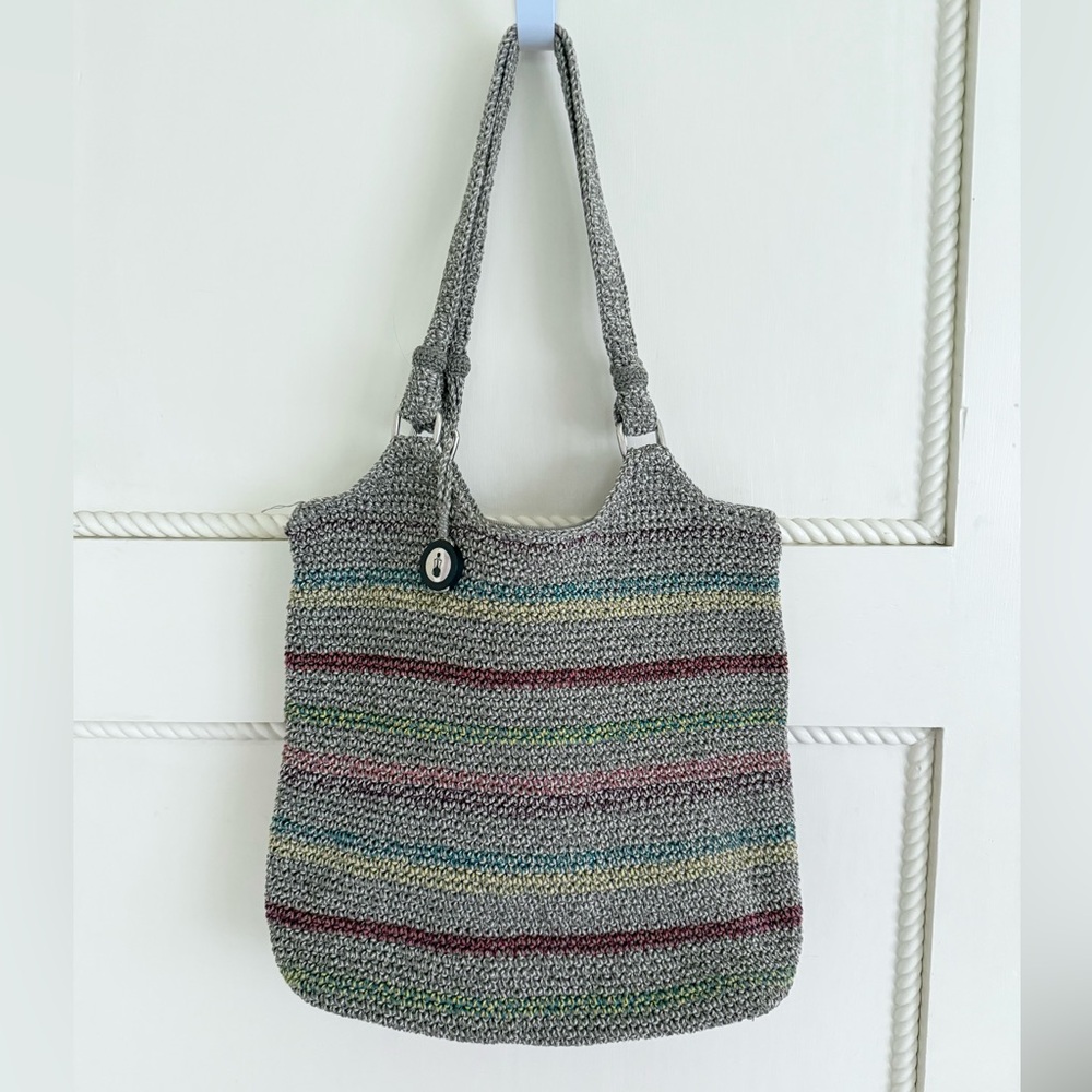 THE SAK Womens Handbag‎ BELLE Tote Handbag Stripe Crochet Shoulder bag Purse